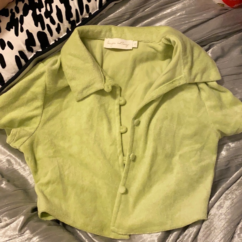 Verge Girl Green Terry Cropped Top
